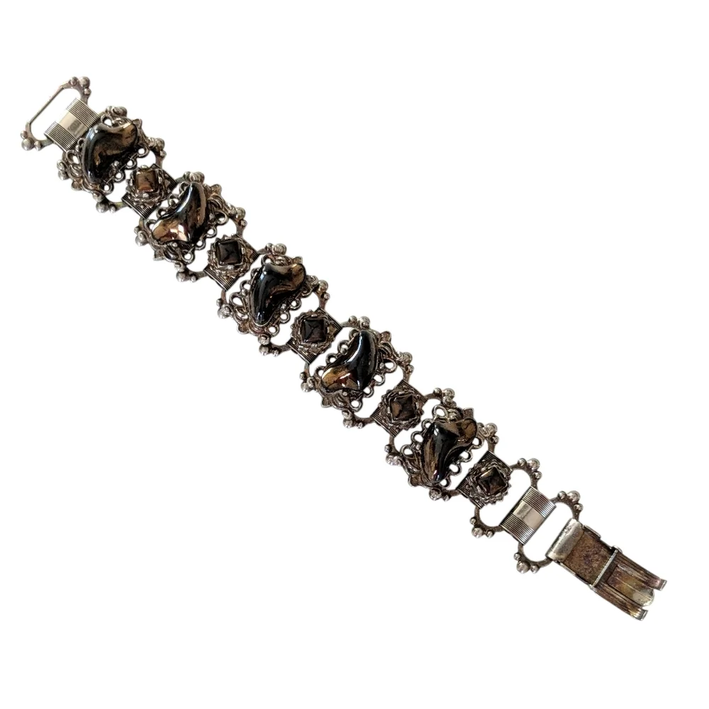 Vintage Acrylic Tiger Eye Panel Bracelet